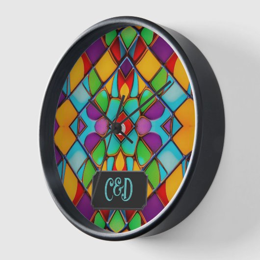 Glas in lood - Helderkleurige Tegels - Monogram (Hoek)