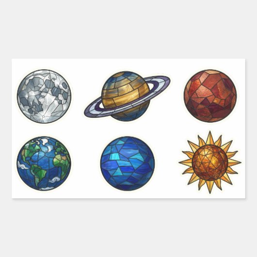 Glas-in-lood Hemellichamen Sticker Set (Voorkant)