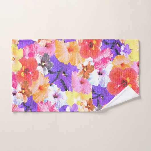 Glas in lood Hibiscus Flowers Collarge Handdoek (Handdoek)