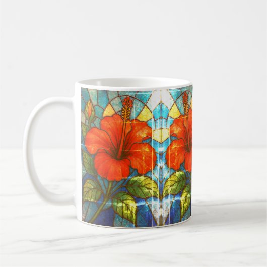 Glas in lood hibiscus koffiemok (Links)