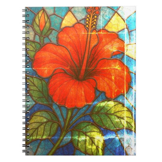 Glas in lood hibiscus notitieboek (Voorkant)