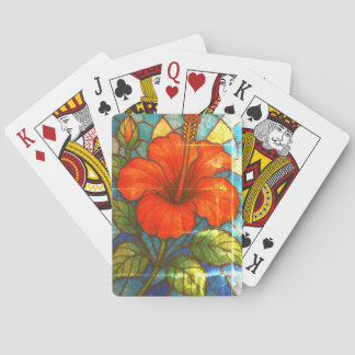 Glas in lood hibiscus pokerkaarten