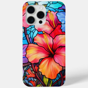 Glas in lood Hibiscusbloemen – tropische bloemen iPhone 15 Pro Max Hoesje