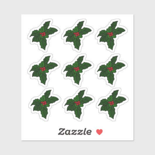 Glas-in-lood Holly bessen Sticker (Vel)