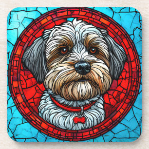Glas-in-lood Hond Kunst Elegante Kleurrijke Huisdi Bier Onderzetter
