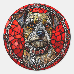 Glas-in-lood-hondenkunst Ronde Sticker
