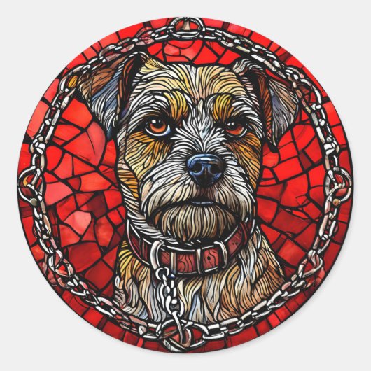 Glas-in-lood-hondenkunst Ronde Sticker (Voorkant)