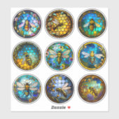 Glas in lood honingbijen sticker (Vel)