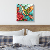 Glas in lood Hummingbird Floral Canvas Afdruk (Insitu (Slaapkamer))