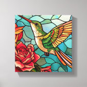 Glas in lood Hummingbird Floral Canvas Afdruk (Voorkant)