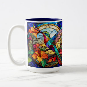 Glas in lood Hummingbird linkshandig Tweekleurige Koffiemok