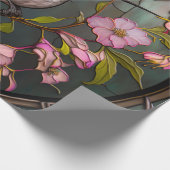 Glas in lood Hummingbird Pattern Spring Flowers Cadeaupapier (Hoek)