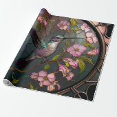 Glas in lood Hummingbird Pattern Spring Flowers Cadeaupapier (Uitgerold)