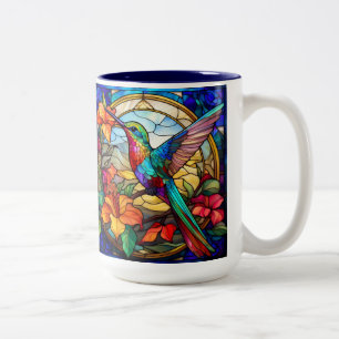 Glas in lood Hummingbird rechtshandig Tweekleurige Koffiemok
