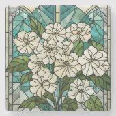 Glas in lood Hydrangea Illustratie Stenen Onderzetter (Voorkant)