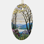 Glas in lood Idellic Landscape Tiffany Keramisch Ornament (Rechts)