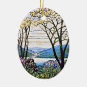 Glas in lood Idellic Landscape Tiffany Keramisch Ornament (Achterkant)