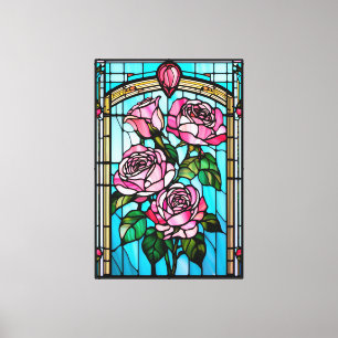 Glas in lood imitatie stretched canvas Print