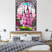 Glas in lood imitatie stretched canvas Print (Insitu (Slaapkamer))