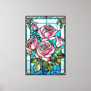 Glas in lood imitatie stretched canvas Print