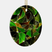 Glas in lood in groene versiering keramisch ornament (Rechts)