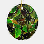 Glas in lood in groene versiering keramisch ornament (Links)