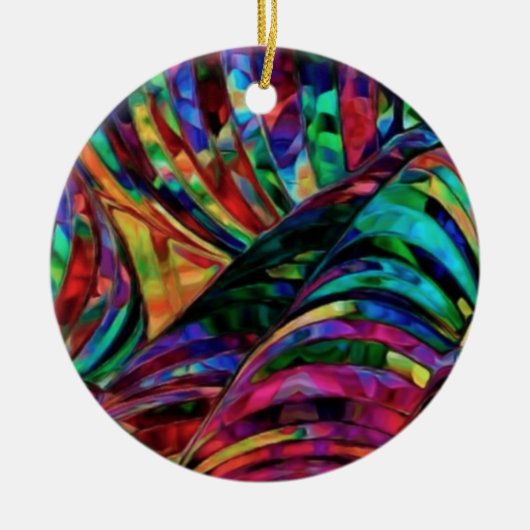 Glas in lood in Jewel Tones Abstracte Kunst Keramisch Ornament (Voorkant)