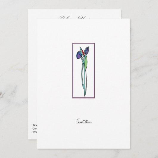 Glas in lood Iris 2 - CP-uitnodiging Kaart (Voorkant / Achterkant)