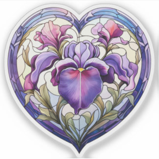 Glas in lood iris hart sticker