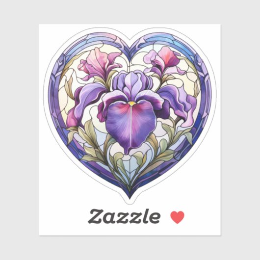 Glas in lood iris hart sticker (Vel)