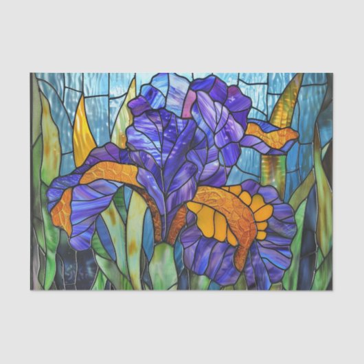 Glas in lood Iris Print 2D Tissuepapier (Voorkant)
