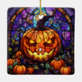 Glas in lood Jack-o'-Lantern Keramisch Ornament (Achterkant)
