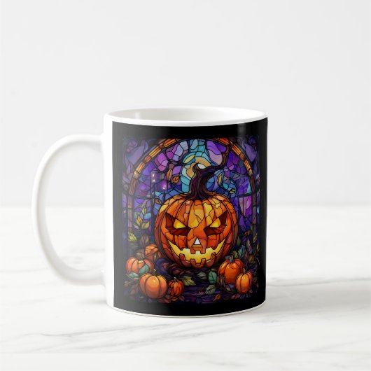Glas in lood Jack-o'-Lantern: Spooky Elegance Koffiemok (Links)