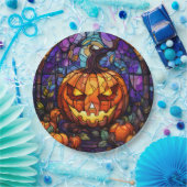 Glas in lood Jack-o'-Lantern: Spooky Elegance Papieren Bordje (Feest)