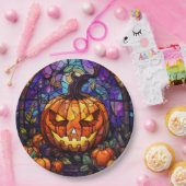 Glas in lood Jack-o'-Lantern: Spooky Elegance Papieren Bordje (Feest)