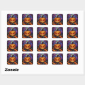 Glas in lood Jack-o'-Lantern: Spooky Elegance Vierkante Sticker (Vel)
