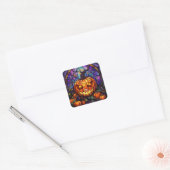 Glas in lood Jack-o'-Lantern: Spooky Elegance Vierkante Sticker (Envelop)