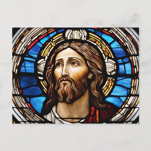 Glas in lood Jesus Christ Portrait Briefkaart (Voorkant)