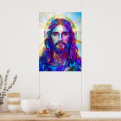 Glas in lood Jesus Christ Portrait Poster (Keuken)