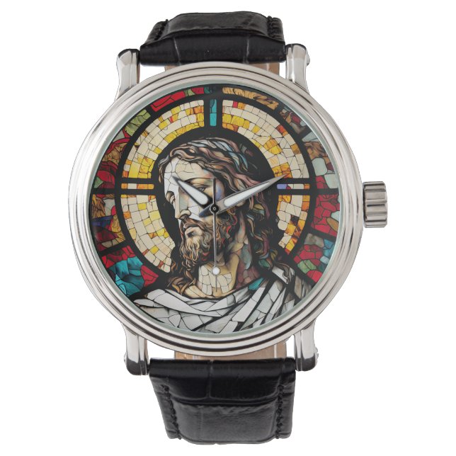 Glas in lood Jesus Design Wrist Watch Horloge (Voorkant)