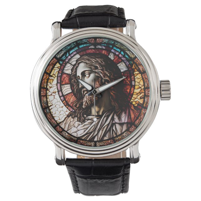 Glas in lood Jesus Design Wrist Watch Horloge (Voorkant)