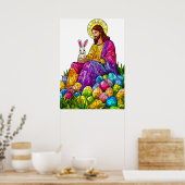 Glas in lood Jesus Easter Egg Poster (Keuken)