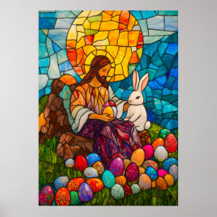 Glas in lood Jesus Easter Egg Poster