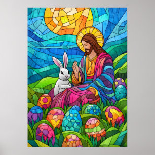 Glas in lood Jesus Paaswandkunst Poster