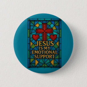 Glas-in-lood Jezus Christelijk Cadeau Ronde Button 5,7 Cm