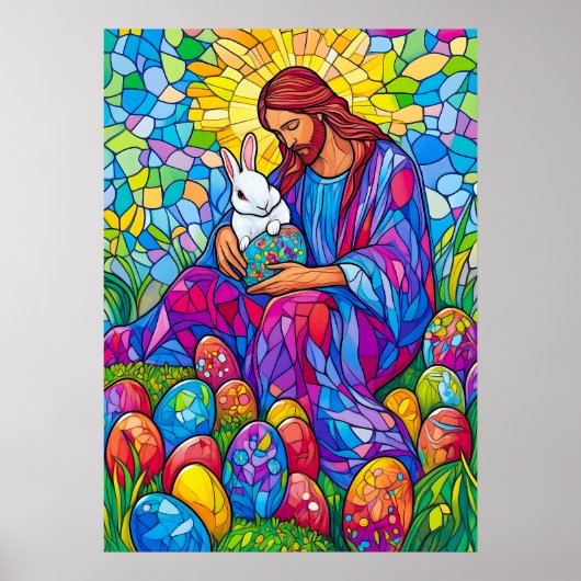 Glas in lood Jezus Christelijk Pasen Poster (Voorkant)