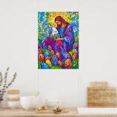 Glas in lood Jezus Christelijk Pasen Poster (Keuken)