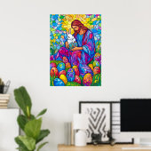 Glas in lood Jezus Christelijk Pasen Poster (Thuiskantoor)