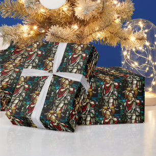 Glas-in-lood Jezus die bidt in de wildernis Cadeaupapier