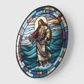 Glas in lood Jezus loopt op de waterontwerpklok Grote Klok (Hoek)